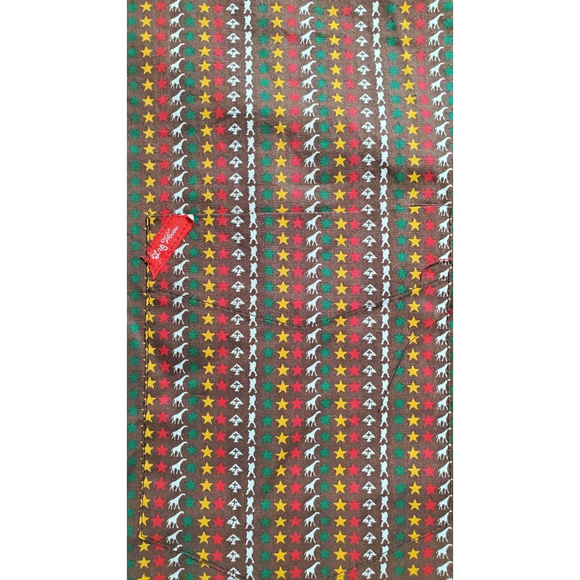 Men Lng Woven Brown S/S Shirt Size 3XL Cool Pattern Giraffe Star All Over Print - Picture 7 of 7